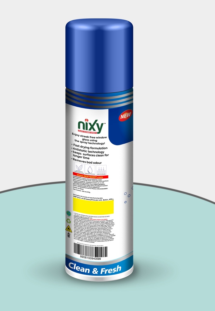 Nixy Glass Cleaner Spray Foam- Light Aqua Fresh - King Size 500 ml