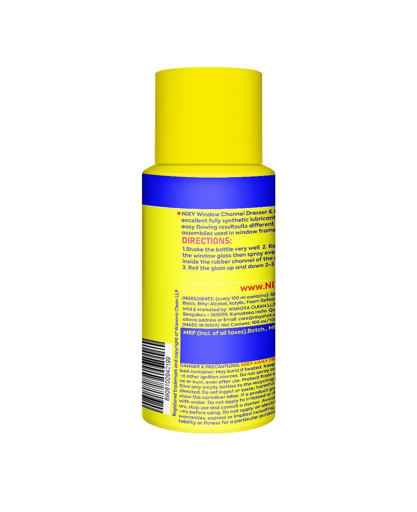 Nixy Window Channel Dresser & Lubricant Spray- Queen Size 100 ml