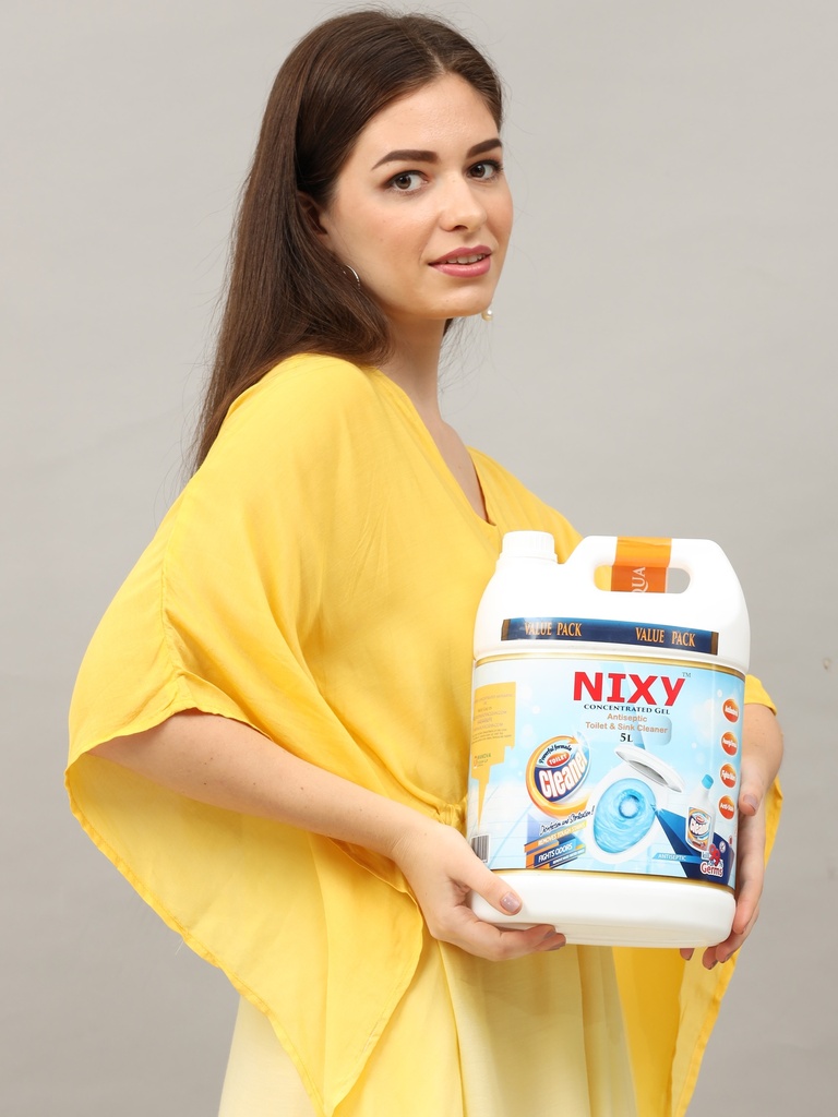 NIXY Toilet Antiseptic Bowl & Sink Cleaner - Aqua Blue - Acid - 5 L