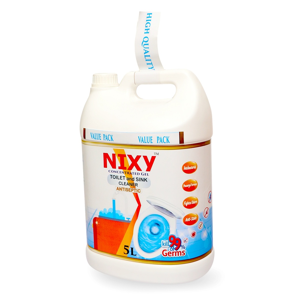 NIXY Toilet Antiseptic Bowl & Sink Cleaner - Bleach Power - 5 L