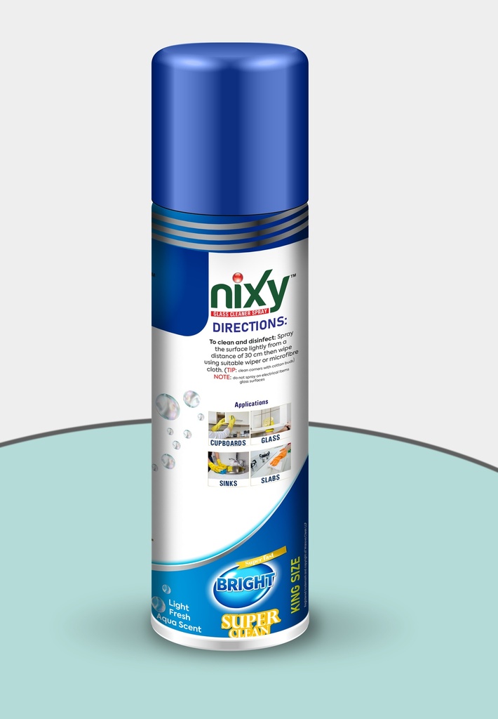 Nixy Glass Cleaner Spray Foam- Light Aqua Fresh - King Size 500 ml