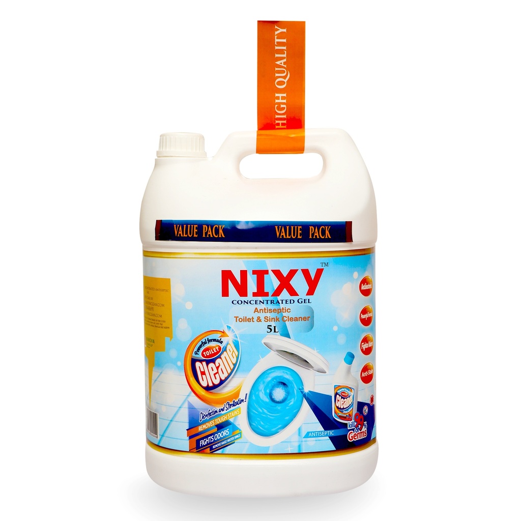 NIXY Toilet Antiseptic Bowl & Sink Cleaner - Aqua Blue - Acid - 5 L